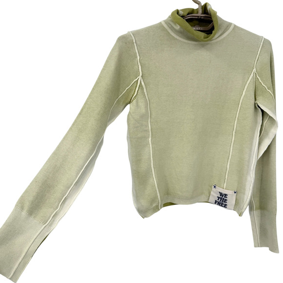 Free People We The Free Robbie Turtleneck Sweater Roll Neck Green Size Small NWT - Picture 4 of 7